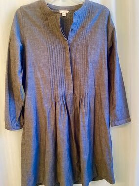 GAP… Dark Gray Mini or Tunic, Tiny Pleats, Hidden Pockets, Cotton, sz. M